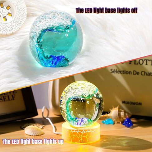 Handmade Glass Ocean Waves Ball, Hand Blown Sea Decor Orbs Blue with Gold, Aquarium Decor Office Home Decor Collectible Ocean Lovers Gifts in Saudi Arabia