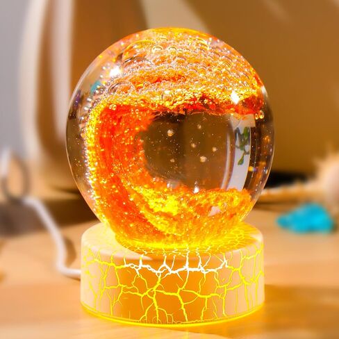 Handmade Glass Ocean Waves Ball, Hand Blown Sea Decor Orbs Blue with Gold, Aquarium Decor Office Home Decor Collectible Ocean Lovers Gifts in Saudi Arabia