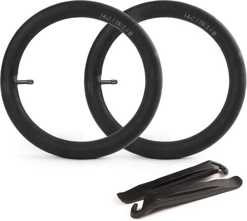 LotFancy 2 Pack 14"/16"/18"/20"/24"/26" x 1.75/1.95/2.10/2.125 Bike Tube, 32mm Schrader Valve, Butyl Rubber tubes for Road Mountain Bike, Plus 2 Nylon Plastic Tire Levers in Saudi Arabia