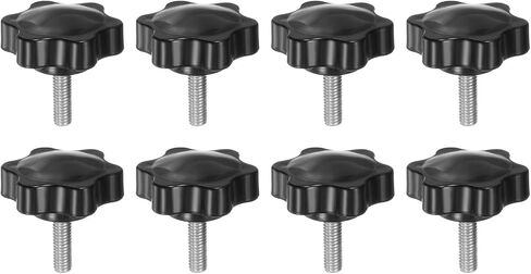 HARFINGTON 8 قطع مقابض نجوم M10 × 20 مم 304 مسمار ملولب من الفولاذ المقاوم للصدأ 38 مم بلاستيك 6 نجوم رأس لشد اليد، مقبض برغي الإبهام، أسود in Saudi Arabia