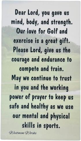 Westmon Works Golfers Pocket Token Prayer Set with Wallet Sized Golf Holy Card and Trinket Made in Italy in Saudi Arabia