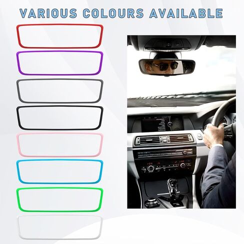 Rear View Mirror Protector Frame, Silicone Automotive Interior Rearview Mirror Cover for Women Girls, Mirror Edge Protective Cover Compatible with Model 3 Y, Car Accessories (Black) in Saudi Arabia