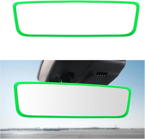 Rear View Mirror Protector Frame, Silicone Automotive Interior Rearview Mirror Cover for Women Girls, Mirror Edge Protective Cover Compatible with Model 3 Y, Car Accessories (Black) in Saudi Arabia