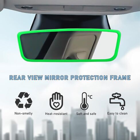Rear View Mirror Protector Frame, Silicone Automotive Interior Rearview Mirror Cover for Women Girls, Mirror Edge Protective Cover Compatible with Model 3 Y, Car Accessories (Black) in Saudi Arabia