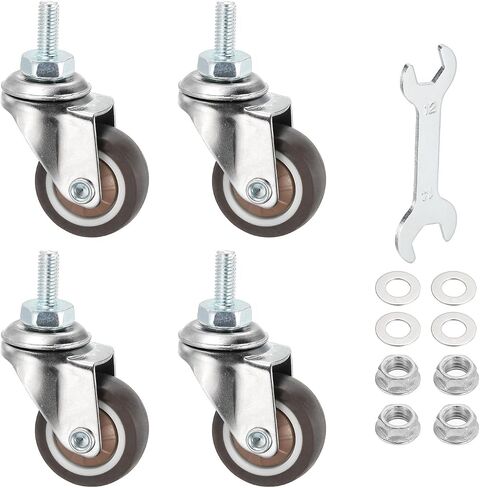 PATIKIL 2 Inch Stem Casters, 4 Pack Low Profile TPR Threaded Swivel Caster Wheel 360 Degree Rotation M8 x 15mm Total Load 231 Lbs for Rolling Cart Dolly Furniture Replacement, Brown in Saudi Arabia