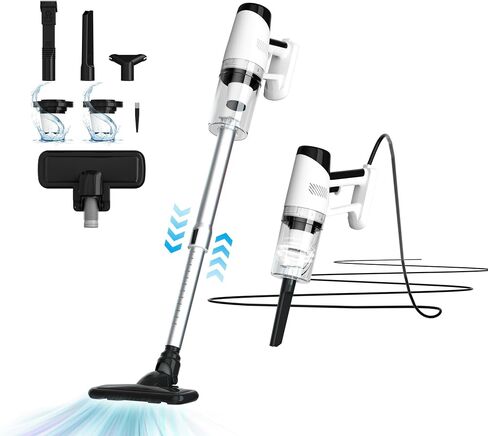 Corded Stick Vacuum, Long Power Corded Vacuum, Powerful Suction Lightweight Small Vacuum Cleaner, 8 in 1 Convenient Handheld Vacuum for Pet Hair Hard Floor Quick Cleanups in Saudi Arabia