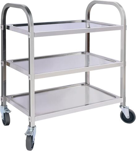 DRM 3 Tier Stainless Steel Catering Service Cart Kitchen Trolley Kitchen Cart Kitchen Car Shelf Utility with Wheels in Saudi Arabia