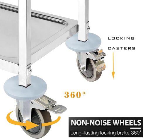 DRM 3 Tier Stainless Steel Catering Service Cart Kitchen Trolley Kitchen Cart Kitchen Car Shelf Utility with Wheels in Saudi Arabia