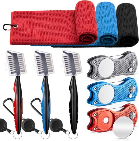 طقم ملحقات الجولف 9 قطع لحقائب الجولف تتضمن منشفة الجولف وفرشاة نادي الجولف مع خطاف أداة الجولف مع علامة كروية مغناطيسية in Kuwait