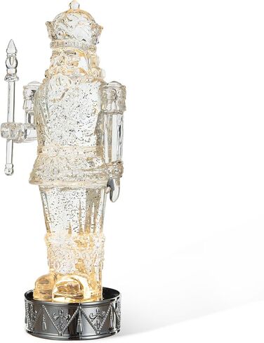 Glitzhome 12.5 "H مضاءة كريستال كسارة البندق تمثال الكرة الأرضية المائية، الاكريليك دوامة بريق كسارة البندق تمثال مع قاعدة الطبل كرة الثلج المياه لعيد الميلاد عطلة عيد الميلاد الديكور in Kuwait