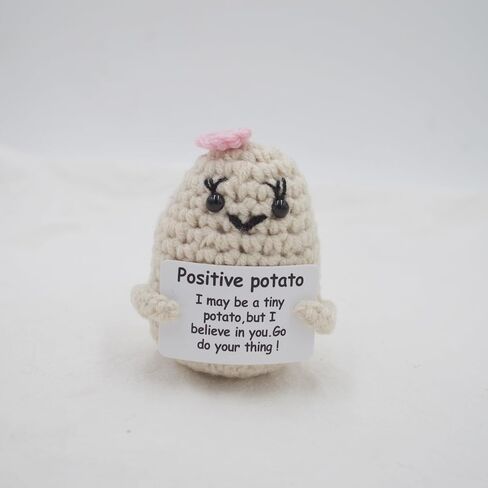 Mini Funny Positive Potato，Funny Crochet Kit Knitting Potato Doll，Knitted Potato Toy with Positive Card Creative Cute Wool Inspirational Potato for New Year Gift Christmas Decoration (4PCS Set) in Saudi Arabia