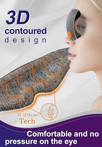 Eye Mask: Ultra Soft 3D Sleep Eye Mask, Cotton Travel Eye Mask, Complete Blackout with Adjustable Velcro Closure, Eye Blinder for Sleeping/Travel, Includes Travel Pouch in Saudi Arabia