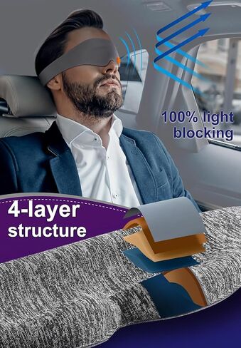 Eye Mask: Ultra Soft 3D Sleep Eye Mask, Cotton Travel Eye Mask, Complete Blackout with Adjustable Velcro Closure, Eye Blinder for Sleeping/Travel, Includes Travel Pouch in Saudi Arabia