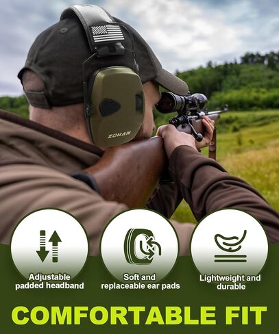 ZOHAN UPGRATED EM054 Electronic Shooting Ear Protection with 4X Sound Amplification, Slim Active Noise Reduction Earmuffs for Gun Range in Kuwait