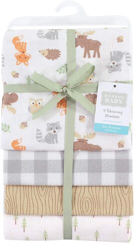 Hudson Baby Unisex Baby Cotton Flannel Receiving Blankets, Pink Bows, One Size in Saudi Arabia