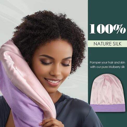Silk Bonnet for Sleeping Women & Men, Breathable Cotton Outside & 100% Mulberry Silk Lining for Hair Protection in Saudi Arabia
