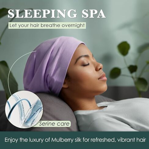 Silk Bonnet for Sleeping Women & Men, Breathable Cotton Outside & 100% Mulberry Silk Lining for Hair Protection in Saudi Arabia