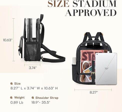 Missnine Clear Backpack Stadium Approved, Heavy Duty PVC Mini Clear Bag with Leather Trim for Concert, Sport Events, Daily, Khaki in Kuwait