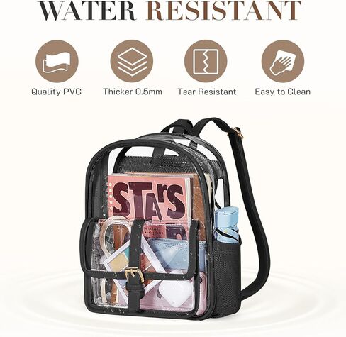 Missnine Clear Backpack Stadium Approved, Heavy Duty PVC Mini Clear Bag with Leather Trim for Concert, Sport Events, Daily, Khaki in Kuwait