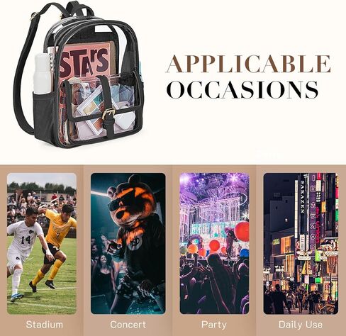 Missnine Clear Backpack Stadium Approved, Heavy Duty PVC Mini Clear Bag with Leather Trim for Concert, Sport Events, Daily, Khaki in Kuwait