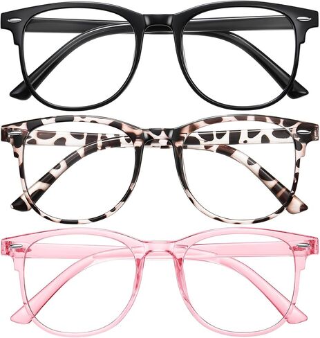 3 Pack Blue Light Blocking Gla-sses for Women Men, Round Computer Gla-sses Anti Eye Strain/UV/Glare Gaming Gla-sses in Saudi Arabia