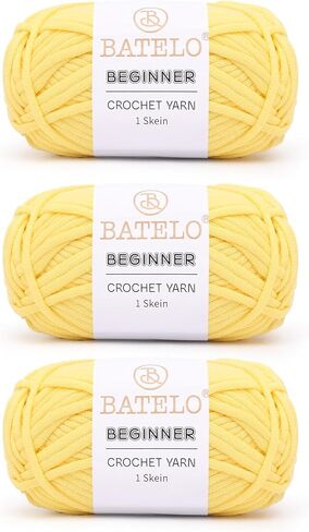 BATELO Crochet Kit for Beginners 12x50g Beginners Cotton Crochet Yarn 12 Colors 660yds Yarn with Easy-to-See Stitches Cotton-Nylon Blend Yarn Beginner Set for Kids in Saudi Arabia
