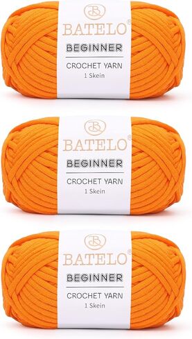 BATELO Crochet Kit for Beginners 12x50g Beginners Cotton Crochet Yarn 12 Colors 660yds Yarn with Easy-to-See Stitches Cotton-Nylon Blend Yarn Beginner Set for Kids in Saudi Arabia