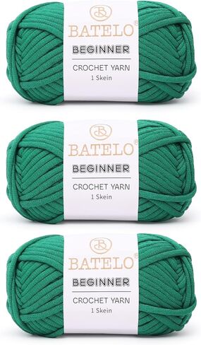BATELO Crochet Kit for Beginners 12x50g Beginners Cotton Crochet Yarn 12 Colors 660yds Yarn with Easy-to-See Stitches Cotton-Nylon Blend Yarn Beginner Set for Kids in Saudi Arabia