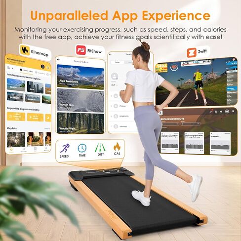 Walking Pad with Incline,Wooden Frame Under Desk Treadmill,Treadmills for Home,300 lb Capacity,APP/LED Touchscreen/Remote Controlled in Saudi Arabia