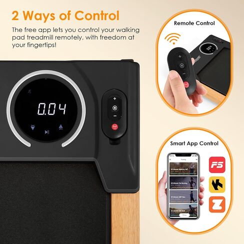 Walking Pad with Incline,Wooden Frame Under Desk Treadmill,Treadmills for Home,300 lb Capacity,APP/LED Touchscreen/Remote Controlled in Saudi Arabia