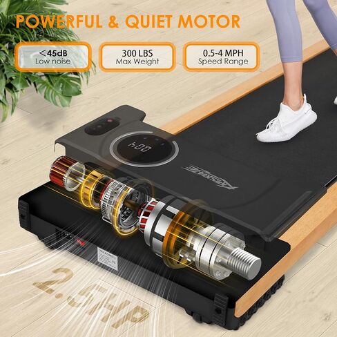 Walking Pad with Incline,Wooden Frame Under Desk Treadmill,Treadmills for Home,300 lb Capacity,APP/LED Touchscreen/Remote Controlled in Saudi Arabia