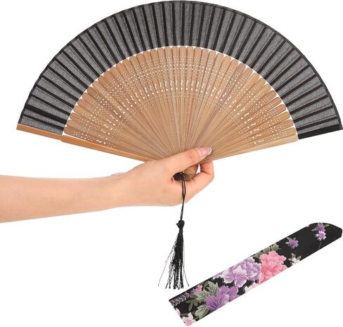 Bamboo Silk Folding Fans Folding Hand Fan Foldable Chinese Japanese Vintage Hand Fan for Hot Flash, Church, Decoration, Music Festival, Dance, Party, Performance in Saudi Arabia