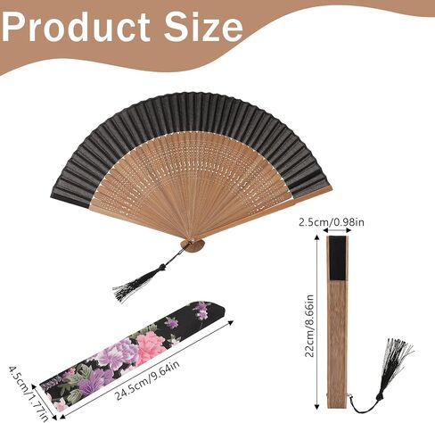 Bamboo Silk Folding Fans Folding Hand Fan Foldable Chinese Japanese Vintage Hand Fan for Hot Flash, Church, Decoration, Music Festival, Dance, Party, Performance in Saudi Arabia