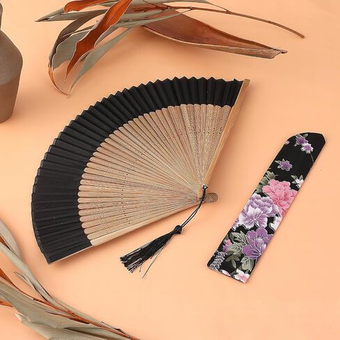 Bamboo Silk Folding Fans Folding Hand Fan Foldable Chinese Japanese Vintage Hand Fan for Hot Flash, Church, Decoration, Music Festival, Dance, Party, Performance in Saudi Arabia