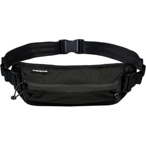 Amphipod FKT Minimalist Trail Belt, Lightweight, Breathable Trail & Road Running Waist Pack Storage Belt for Men & Women - Black/Onyx