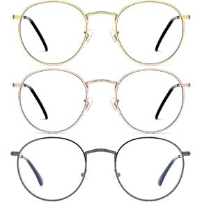 Round Blue Light Blocking Glasses for Women Men, Small Metal Circle Wire Computer Eyeglasses Anti Glare & UV RF5002