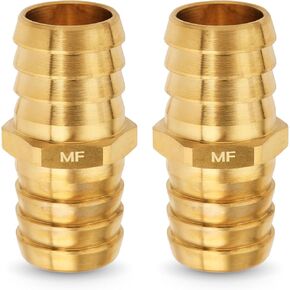 MAACFLOW Brass 1" Hose ID Barb Barbed Fitting Splicer Repair (Barb OD 1.02") (Pack of 2)