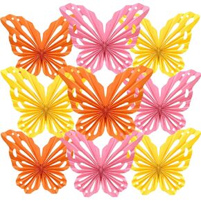 SUNBEAUTY Butterfly Decorations Paper Fans Classroom Decoration Paper Fans Decoration Hanging Paper Fans Butterfly Baby Shower Decorations Big Butterfly Decorations 3D Butterfly Wall Decor,Set of 9