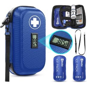 24h Insulin Cooler Travel Case - TSA Approved Refrigerated Diabetic Medicine Travel Case with Temperature Display, 2 Reusable Ice Packs & 2 Wrist Strap for Daily Life and Trips