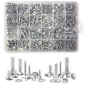 QPEY Nuts and Bolts Assortment Kit, 1080 Pcs M3 M4 M5 Metric Machine Screws and Nuts and Flat Washers Set, Small Hardware Hex Head Bolt and Nut Assortment
