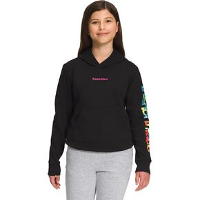 THE NORTH FACE Girls' Camp Fleece Pullover Hoodie Sweatshirt, TNF Black/Chlorophyll Green, X-Large