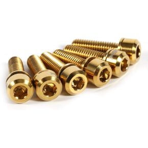 6Pcs M5 x 18mm Bolts Screw Stem Bolt Fixed Stem Bolts with Washers for Mountain Road (Golden)