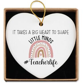 Teacher Appreciation Gifts Ceramic Ornament Keepsake Sign Heart Plaque Teacher Valentines Day Gifts for Women Best Teacher Gift Birthday Christmas Teacher Gifts for Women from Student