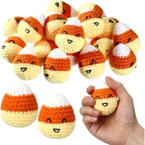 Silipull 20 Pcs Halloween Devil Candy Corn Plush Handmade Knitted Crochet Candy Corn Non-Candy Trick or Treat Supplies Birthday Goodie Bag Fillers Funny Stuffed for Halloween Party