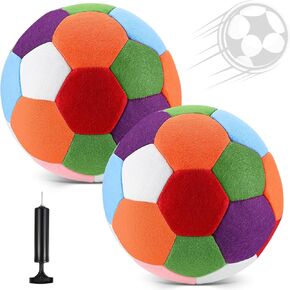 Libima 2 Pcs Operation Christmas Soft Indoor Soccer Balls with Pump 8'' Official Size 4 Silent Felt Sport Soccer Ball for Kids Beginner Outdoors Play Practice Game Sport Ideal Gifts