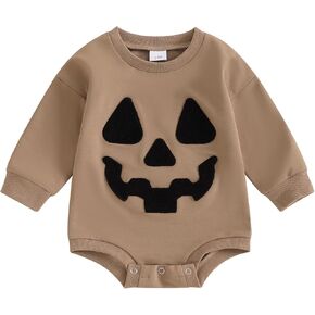 Infant Baby Boy Girl Clothes Halloween Sweatshirt Ghost Printed Long Sleeve Romper Fall Bodysuit