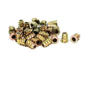 uxcell M4x10mm Interface Hex Socket Threaded Insert Nuts 30pcs for Wood Furniture