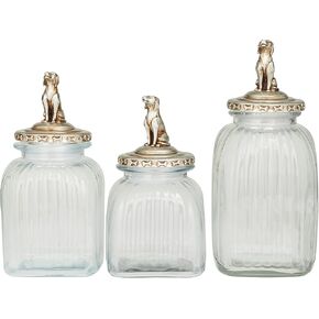 Deco 79 Glass Round Decorative Jars, Set of 3 15", 13", 11"H, Clear