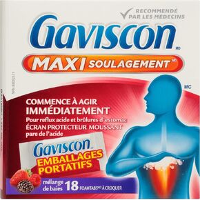 Gaviscon Max Berry- Long-Lasting Acid Reflux and Heartburn Relief, 18 Count