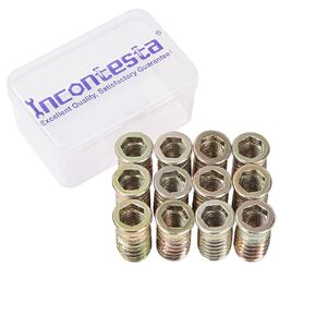 12 قطعة أثاث خشبي M10x30mm صواميل إدراج ملولبة، محرك مقبس سداسي للواجهة، صواميل أثاث بمقبس سداسي من الفولاذ الكربوني المطلي بالزنك